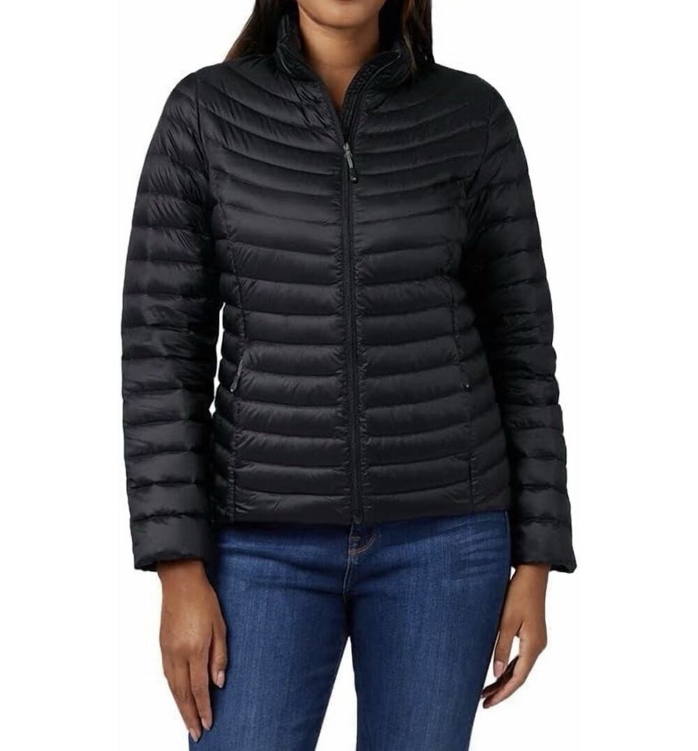 32 DEGREES HEAT Women’s Hooded Puffer Jacket Black Quilted Full Zip M